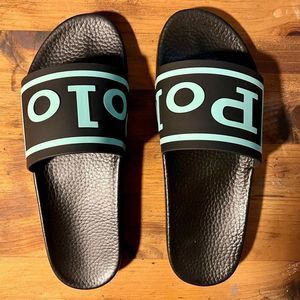Polo Ralph Lauren ‘POLO’ Spell Out Black/Green Slides - Men’s Size 13